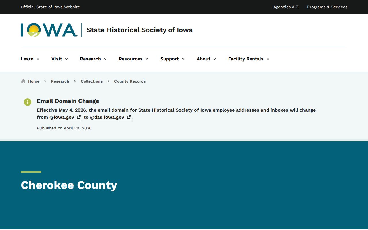 State archive Cherokee County historical records page for arrest log research